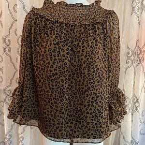 CeCe Animal Print Off the Shoulder Blouse